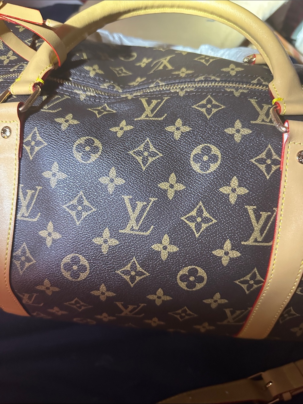 Louis Vuitton Brown Monogram Keepall 55 Bandelouliere Duffel w/Vachetta Trim - Picture 4 of 13